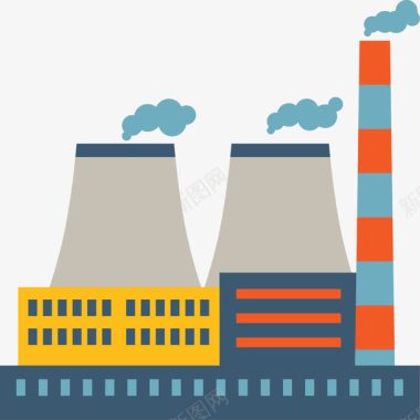 气体排放彩色扁平化工厂图标图标