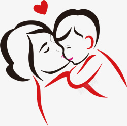 小孩亲吻水彩可爱的母子矢量图高清图片