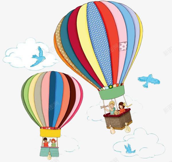 热气球上的人物png免抠素材_88icon https://88icon.com 人物 人物插画 卡通人物 插画 热气球 白云 飞机
