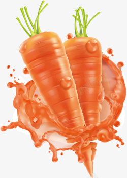手绘胡萝卜汁胡萝卜汁和胡萝卜高清图片