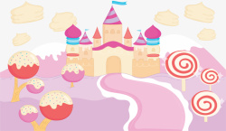 卡通糖果蛋糕城堡矢量图素材