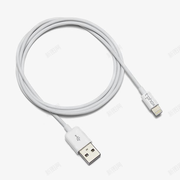 缠绕白色数据线png免抠素材_88icon https://88icon.com 产品实物 双插头 数据线 白色