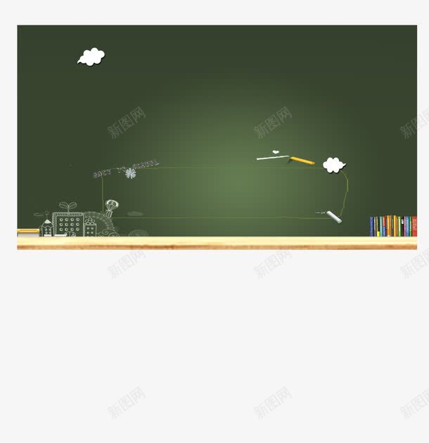 教室黑板psd免抠素材_88icon https://88icon.com 书本 学校 模板 绿色 黑板