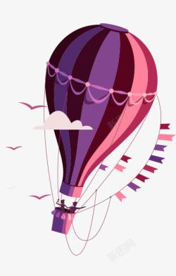 紫色条纹渐变卡通气球素材