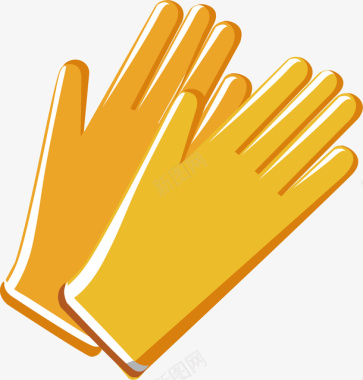 黄色胶皮手套标矢量图图标图标
