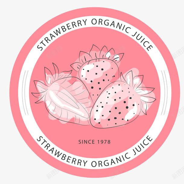 卡通手绘彩绘标签png免抠素材_88icon https://88icon.com 圆形 标签设计 水果 粉红色 草莓 食物