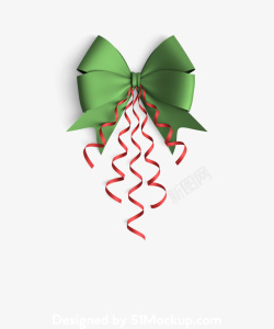 绿色格子蝴蝶结圣诞节蝴蝶结绿色丝带红色高清图片