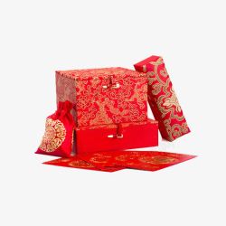 花纹长方形盒子红色礼盒高清图片