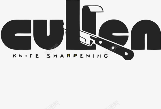 叉子黑色刀子切开字母厨房logo矢量图图标图标