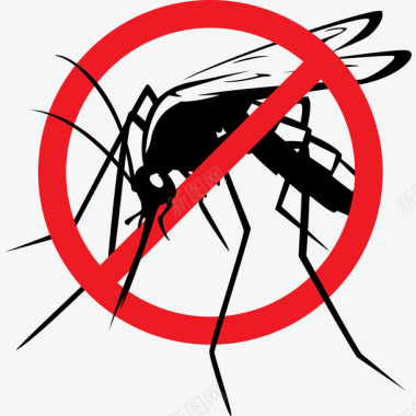 病毒卡通简约圆形禁止蚊子传染疾病宣图标图标
