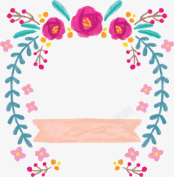 水彩手绘花朵边框矢量图素材
