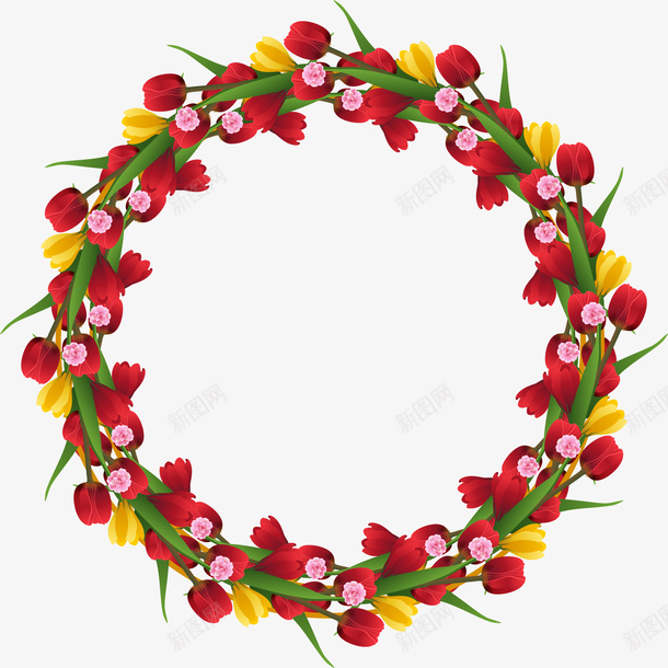 手绘花环矢量图ai免抠素材_88icon https://88icon.com 手绘 春天 花环 矢量图