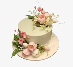 奶油玫瑰花花朵蛋糕高清图片