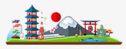 日本旅游季元素素材