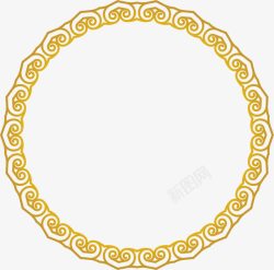 古典圆圈手绘金色花纹高清图片