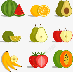 9款彩色新鲜水果矢量图素材
