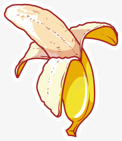剥开的香蕉手绘香蕉矢量图高清图片