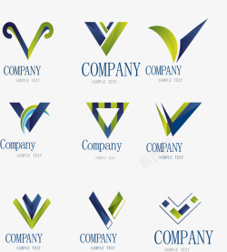 紫色字母V9款创意大写字母V商务标志矢量图高清图片