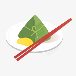 一只粽子和一双筷子素材