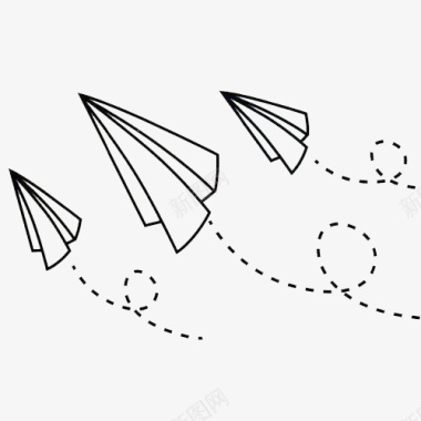 折纸风背景三架纸飞机手绘图标图标