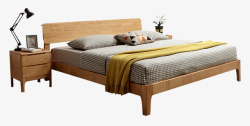 实木床背景橡木床北欧宜家家具高清图片