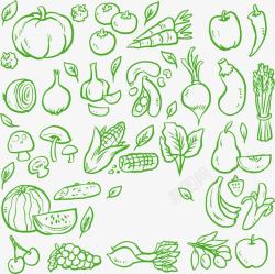 绿色手绘蔬菜背景图矢量图素材