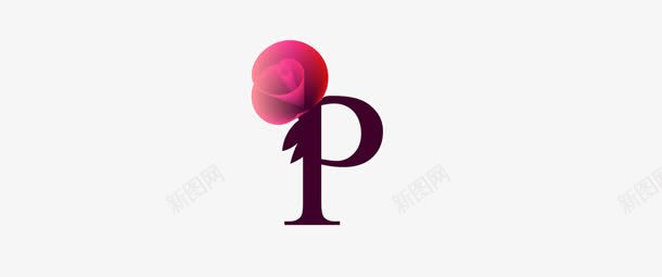 玫瑰花字母P图标图标