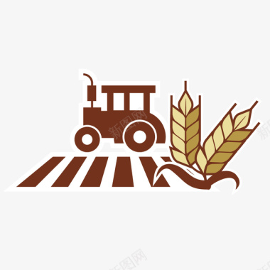 稻田农业稻田拖拉机大麦logo矢量图图标图标