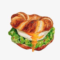 圈圈面包三明治手绘画素材
