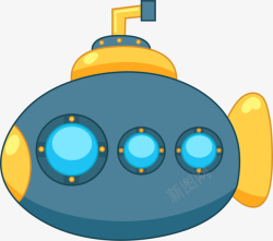 卡通潜艇卡通蓝色海洋潜艇高清图片