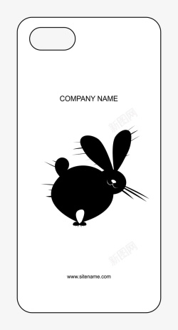 黑白小兔子手机壳图案矢量图素材