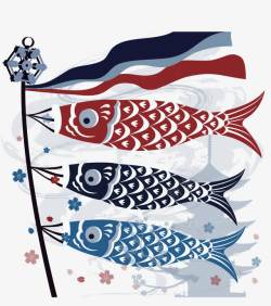 矢量鱼儿日本传统灯笼高清图片