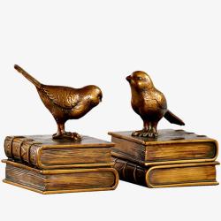 小鸟摆件铜质复古书高清图片