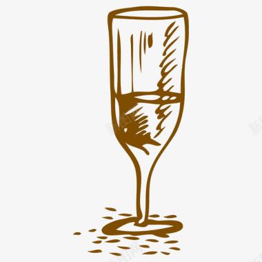 线性白云红葡萄酒酒杯西餐厅宣传用手图标图标