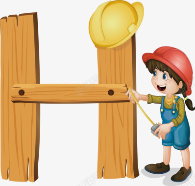 木篱笆木元素工人字母H形图标矢量图图标