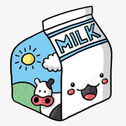 牛奶盒可爱纯牛奶喝卡通手绘高清图片