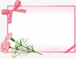 圣诞节快乐标签粉色蝴蝶结康乃馨卡片高清图片