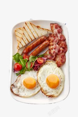 香肠面包美味的早餐食物高清图片