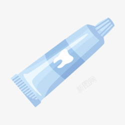 蓝色反光带牙齿图案的牙膏管卡通素材