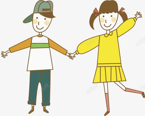 手牵手的孩子png免抠素材_88icon https://88icon.com 上学 学生 孩子 手拉手 手牵手 挥手 放学 高兴