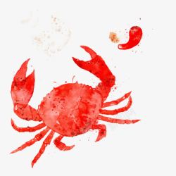 蟹文化红色水墨画蟹高清图片