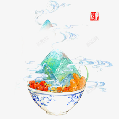 卡通手绘中国风山水美食png免抠素材_88icon https://88icon.com 中国风 创意 卡通 山水 彩色 手绘 水墨 美食 饮食文化