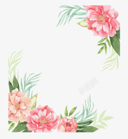 粉色山茶装饰边框素材