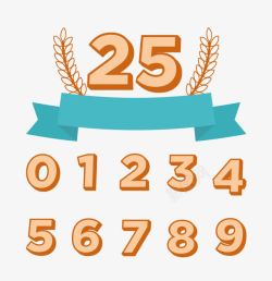 数字可替换复古麦穗边框周年纪念数字可替换高清图片
