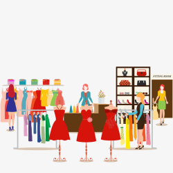 商场购物女人创意商场插画矢量图高清图片