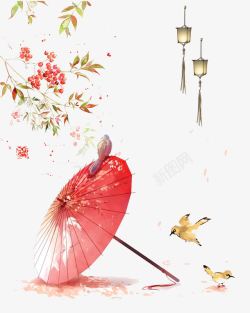 折纸灯笼小鸟雨伞高清图片