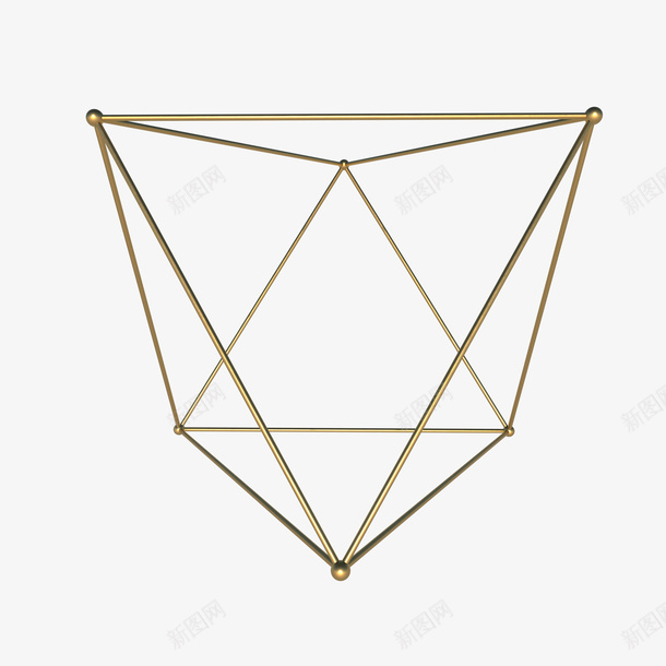 复杂的几何体形状png免抠素材_88icon https://88icon.com 3D几何 条状 点线结构 立体 线条 线框 金属 金色