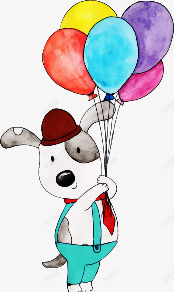 儿童节牵着气球的小狗png免抠素材_88icon https://88icon.com 儿童节 可爱小狗 史努比 手绘 水彩 牵着气球的小狗