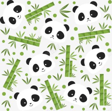 熊猫脸绿色竹子与熊猫图标图标