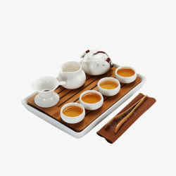 日式和风扇子陶瓷茶具高清图片